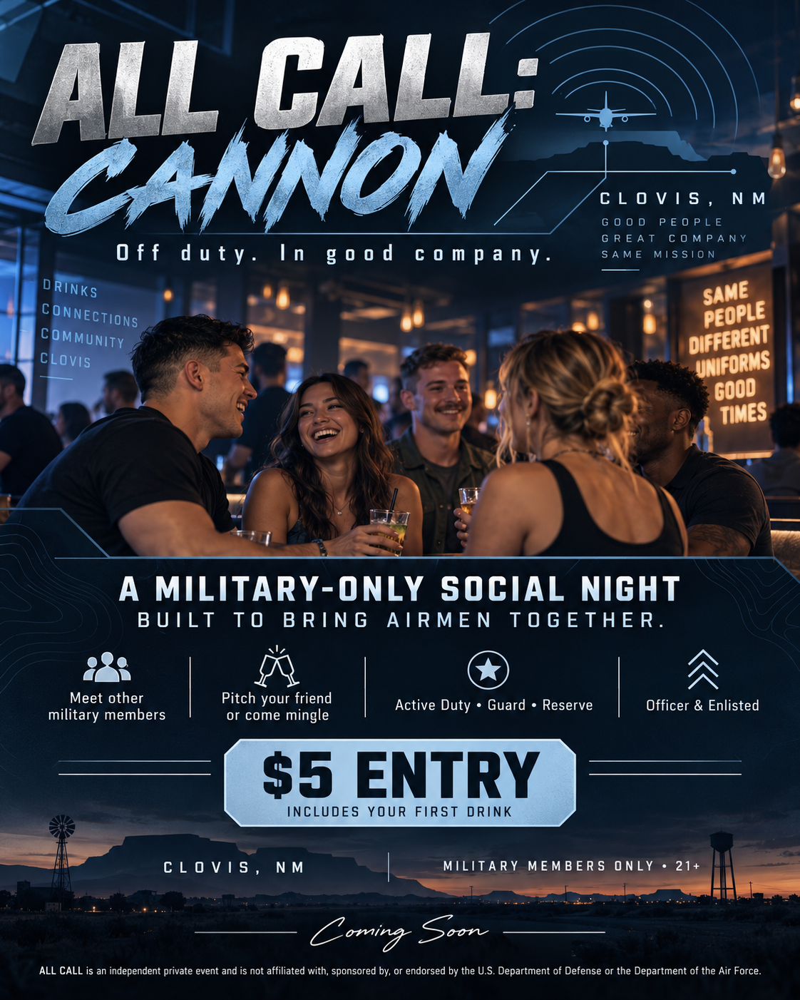 ALL CALL Cannon social night flyer